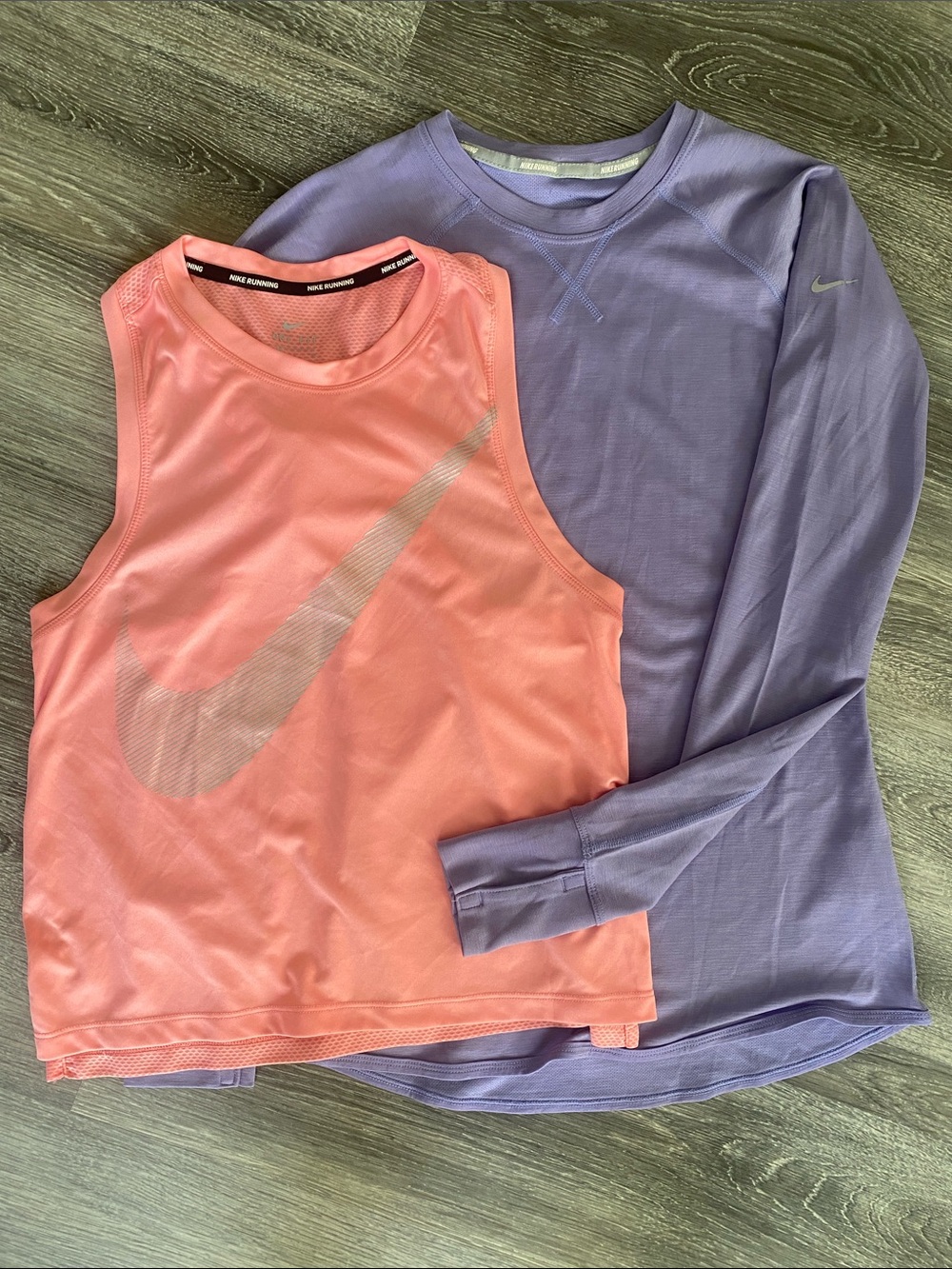 Bundle of Nike Running Sz S Pink Tank & Lavender Long Sleeve Top Set Dry-Fit